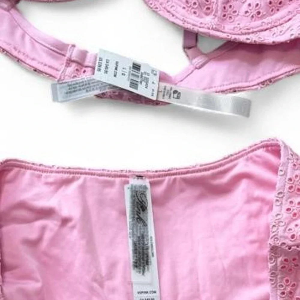 Frankies Bikinis/VS Pink Buttercup Golden Hour Eyelet Bikini Set, Women's Size L